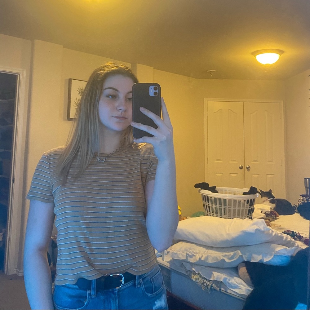 American Eagle Stripped Short Sleeve